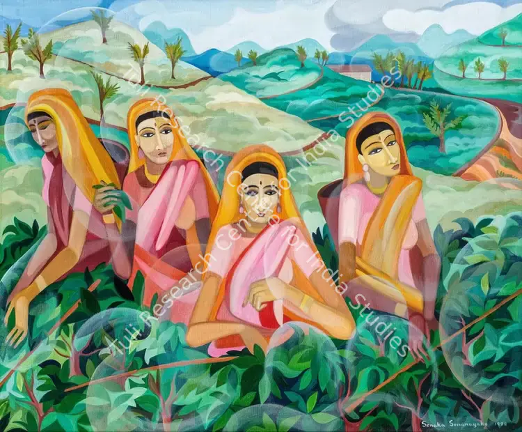 Senanayake, Senaka (Artist). Untitled (Tea Pickers). Oil on canvas, 1988 | Painting | EconomicsArt | 00870403