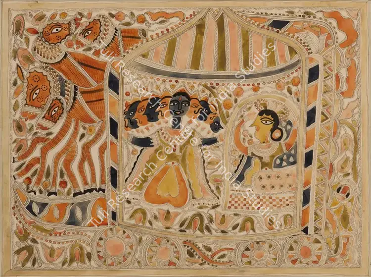 Devi, Baua (Artist). Sita Harana (Abduction of Sita). Natural pigments and ink on paper, c.1970s | Painting | FineArts | 00416598
