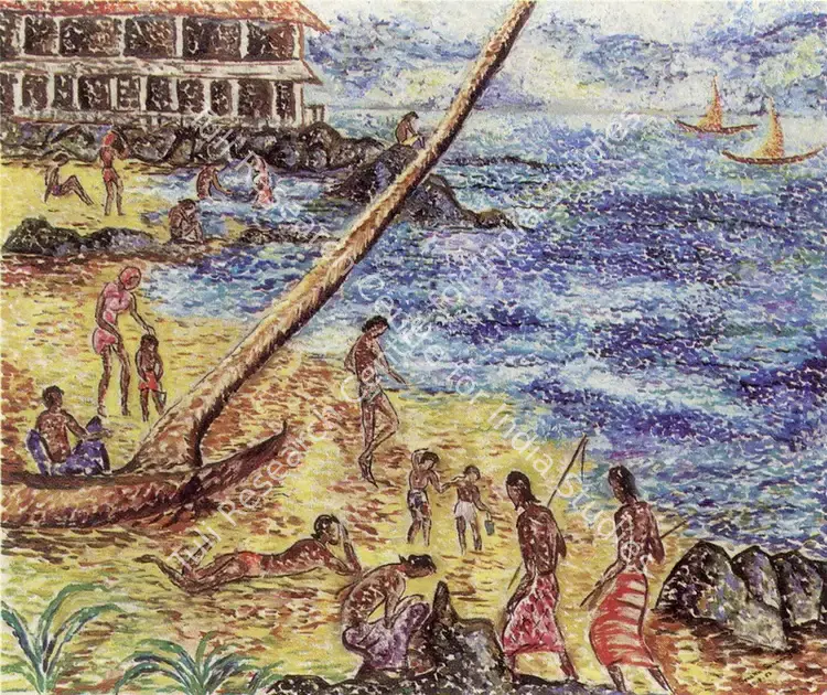 Senanayake, Senaka (Artist). Mount Lavinia Beach. Watercolour on paper, 1962 | Painting  | 00876622