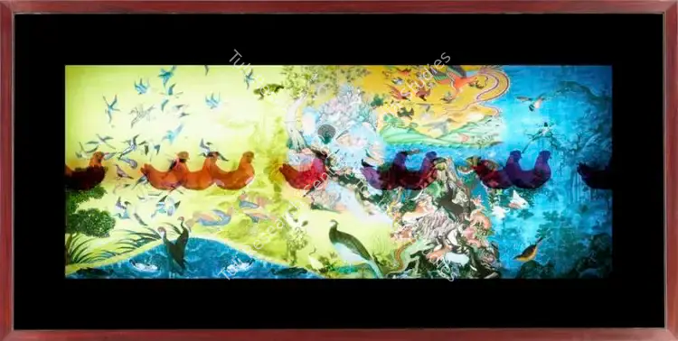 Chhachhi, Sheba (Artist). Conference of Birds (Winged Pilgrims: A Chronical from Asia). Digital prints on duratrans/ clear films, 3 layers, 2006-2007 | Sculpture | FineArts | 00336338