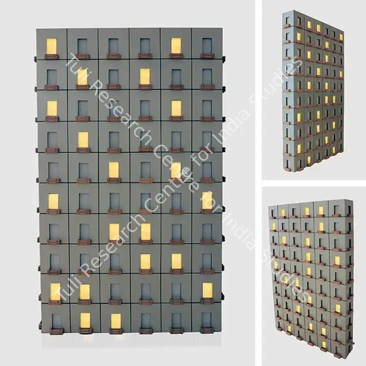 Scaria, Gigi (Artist). City Beats. Wood, green plyboard, alcubond and light, 2007 | Sculpture | FineArts | 00756517