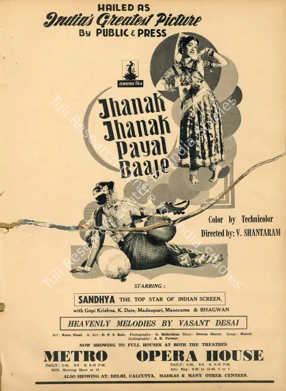 Shantaram, V. (Director), Jhanak Jhanak Payal Baaje, 1955 | Advertisement, Filmfare, 28 October 1955 | CinemaEducation | 00791153