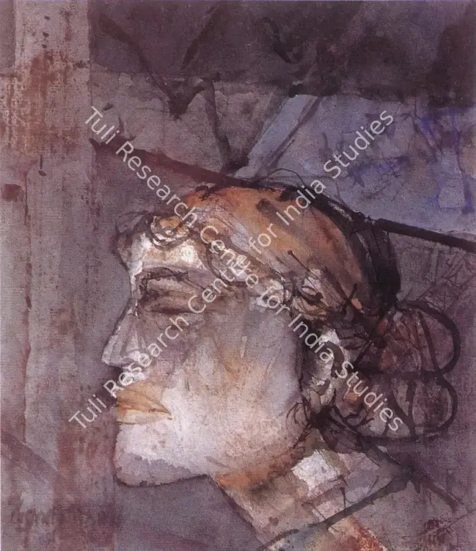 Ray, Shyamal Dutta (Artist). Head of a Woman. Watercolour on paper, 1967 | Painting | FineArts | 00599383