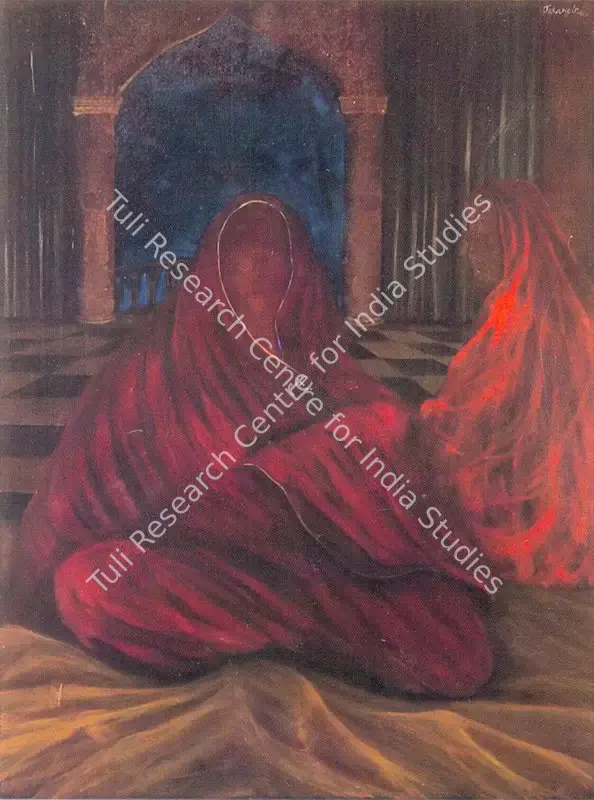 Jani, Jehangir (Artist). Two Women. Oil on canvas, 1990 | Painting | FineArts | 00374231