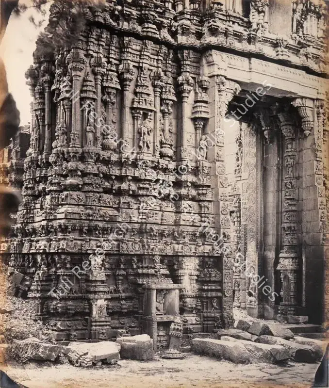 Lyon, Edmund David (Photographer), Tarputtri Temple. North Fa ade of ruined Gopuram at South Entrance of Temple (near the river), 1868 | Antiquarian Photograph | Photography | 00116186