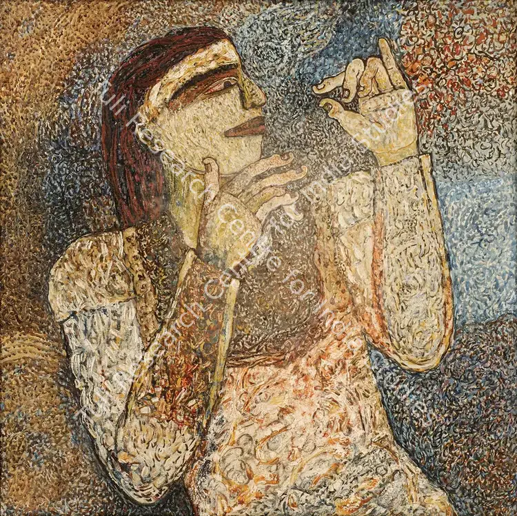 Mazumdar, Chittrovanu (Artist). Message Unknown. Oil on canvas, 1989 | Painting | FineArts | 00575212