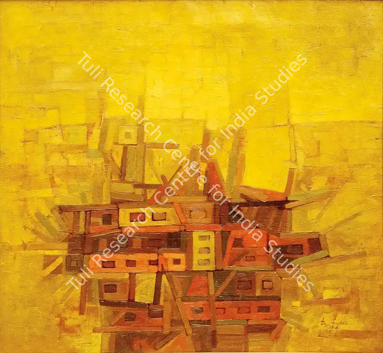 Sharma, O.P. (Artist). Kashmir Trees. Oil on canvas, 1962 | Painting | FineArts | 00562772