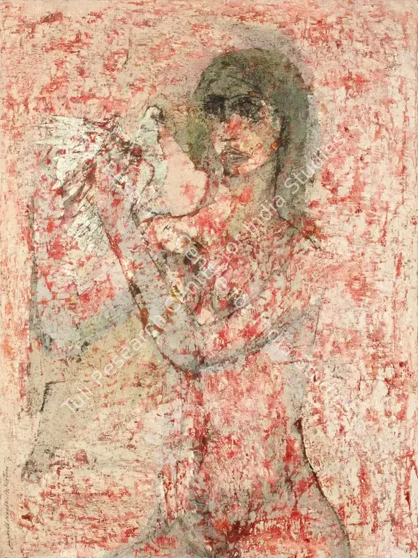 Naqsh, Jamil (Artist). Woman with Dove. Oil on canvas, 1973 | Painting | FineArts | 00331986