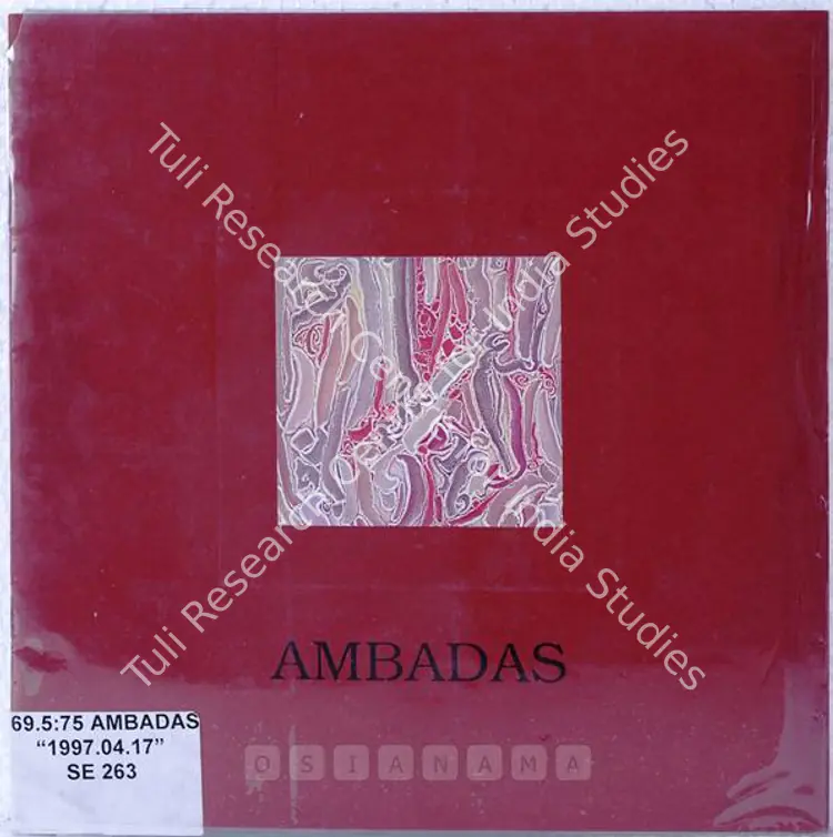 Ambadas (Artist) and Rebekah Burr (Editor and Design). Ambadas - Recent Works. California: University Art Gallery, 1997 | Solo Exhibition Catalogue  | 00875348