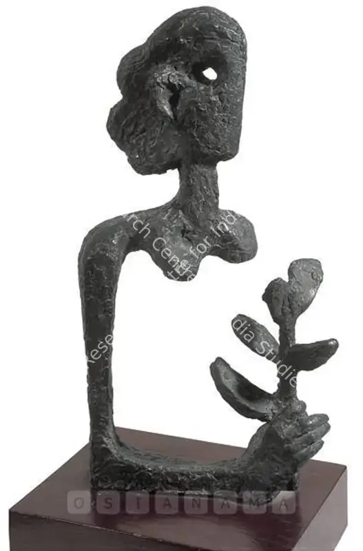 Chaudhuri, Sankho (Artist). Women With Flower. Bronze, c.1960 | Sculpture | FineArts | 00600787
