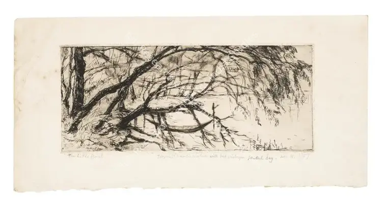 Dey, Mukul (Artist). The Little Boat. Etching, 1959 | Graphic Art | EconomicsArt | 00871236