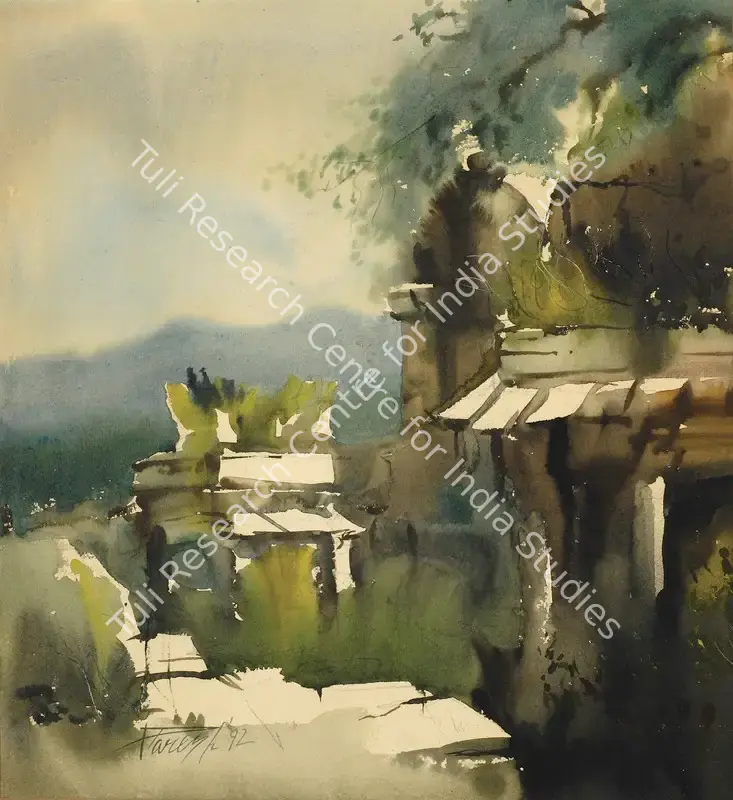 Maity, Paresh (Artist). Temple. Watercolour on paper, 1992 | Painting | FineArts | 00575223