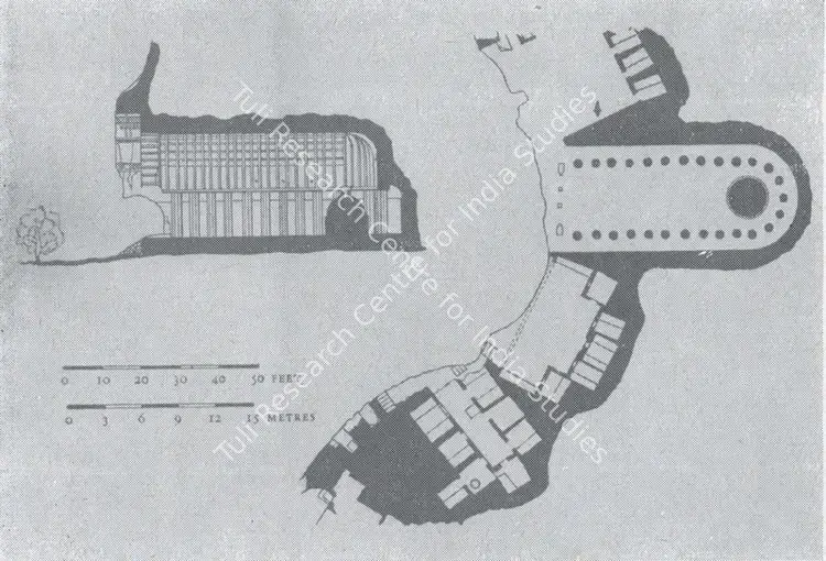 Unknown (Cartographer). Bhaja Plan - Chaitanya and Vihara. n.d. | Map, Marg, December 1955 | ArcHeritage | 00535985