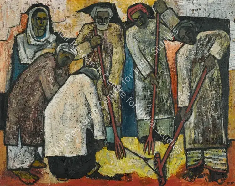 Imam, Syed Ali (Artist). Untitled (Farmers). Oil on canvas, n.d. | Painting | FineArts | 00642399