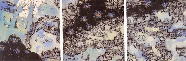 Komu, Riyas (Artist). A Man Committing Suicide. mixed media on canvas, 2000 | Painting | FineArts | 00576982
