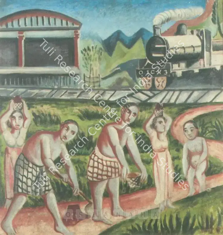 Daraniyagala, Justin P. (Artist). Landscape With Train And Farm Labourers. Oil on canvas, 1937 | Painting  | 00877726
