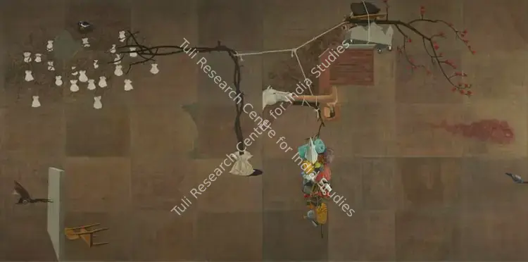Kamath, Manjunath (Artist). Collective Nouns. Acrylic, cement and oil on canvas, 2010 | Painting | FineArts | 00334972