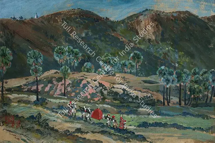 Dugar, Indra (Artist). Bride's Journey. Tempera on Nepali paper, 1946 | Painting | FineArts | 00642998