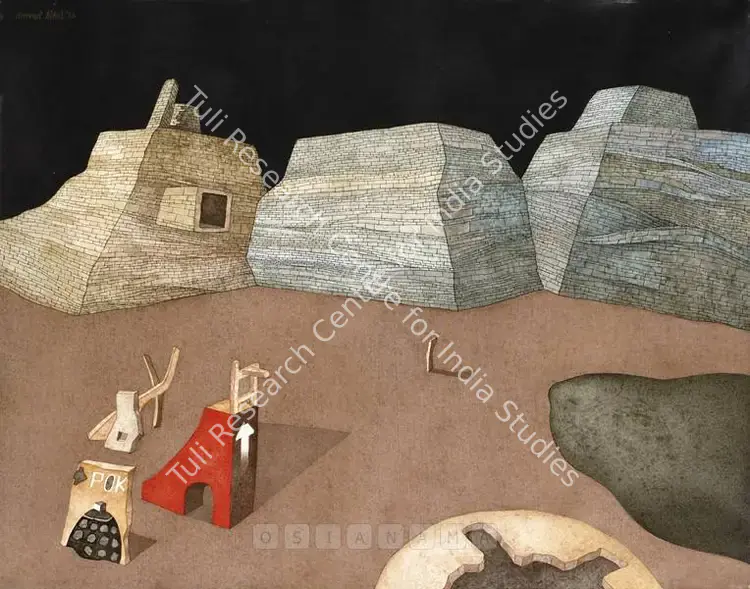 Patel, Amrut (Artist). Nuclear Site. Acrylic on canvas, 1998 | Painting | FineArts | 00575794