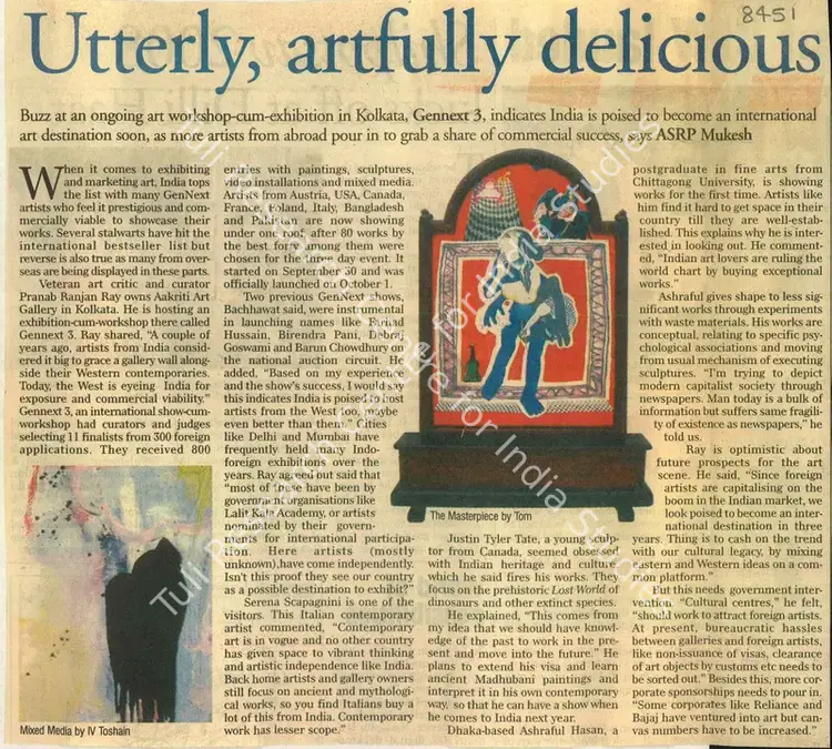 Mukesh, ASRP (Reporter). Utterly, Artfully Delicious - Ten Renowned Contemporary Women Artists Display their Creations at Dus Mahavidyas. New Delhi: The Pioneer, 02 October 2008 | Newspaper Clipping | FineArts | 00853053