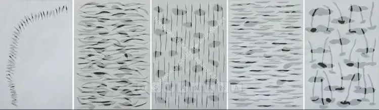 Parekh, Manisha (Artist). Movement. Tracing paper on black handmade paper, 2000 | Painting | FineArts | 00575123