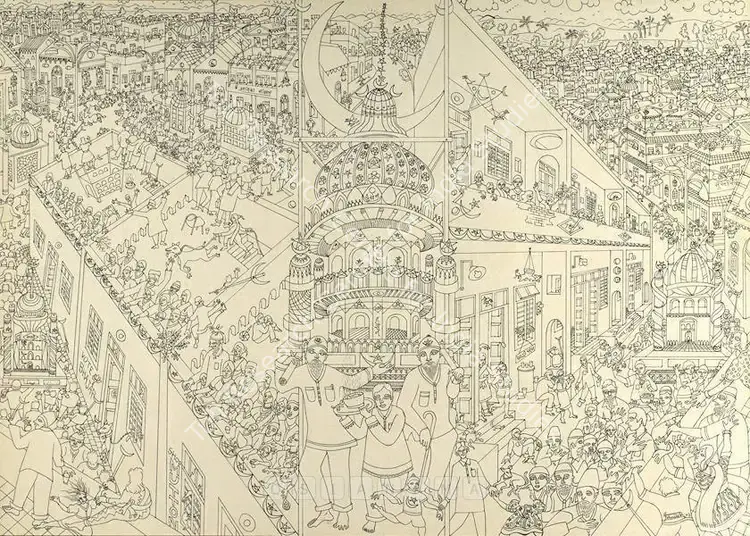 Patel, Shailesh (Artist). Mahoram -Tajiya. Pencil and pen and ink on paper, 2004-2005 | Drawing | FineArts | 00575810