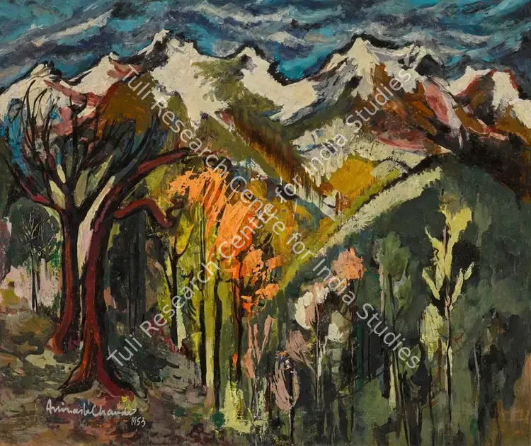 Chandra, Avinash (Artist). Untitled (Banihal Pass, Kashmir). Oil on board, 1953 | Painting | FineArts | 00547573