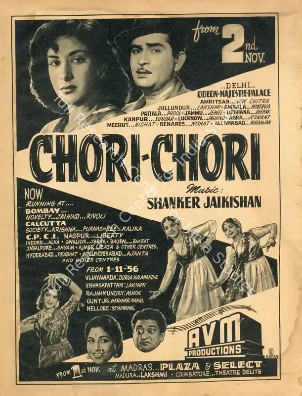 Lachman, L.B. (Producer), Chori Chori, 1956 | Advertisement, Filmfare, 09 November 1956 | CinemaEducation | 00791231