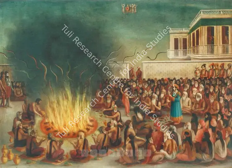 Pal, Motilal (Artist). Sarpayajna (The Serpent's Sacrifice). Oil on canvas, n.d. | Painting  | 00877758