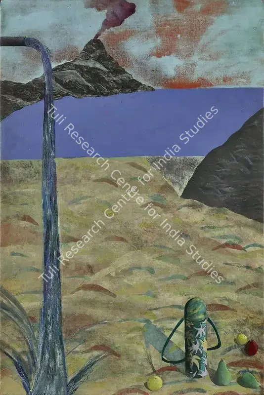 Dodiya, Anju (Artist). Vertical Threat. Acrylic on canvas, 1988 | Painting | FineArts | 00339906
