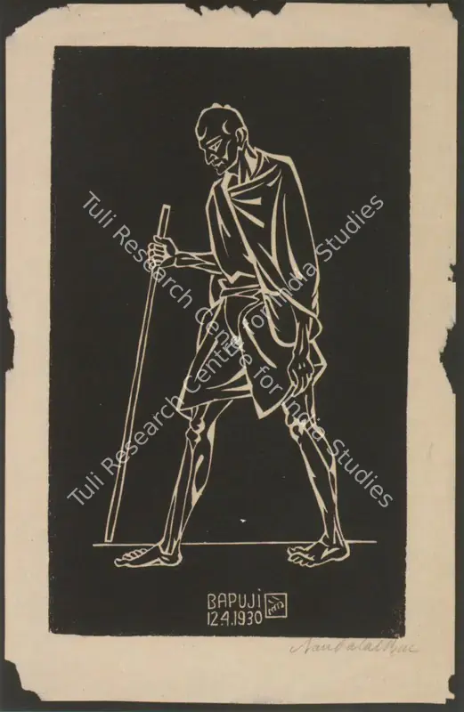 Bose, Nandalal (Artist). Bapuji. Linocut on Paper, 12 April 1930 | Marg, December 2022 - March 2023 | Graphic Art | FineArts | 00675480