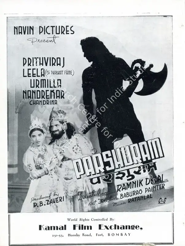 Jhaveri, P.B. (Producer), Parshuram, 1947 | Advertisement, Filmindia, April 1944 | CinemaEducation | 00858683