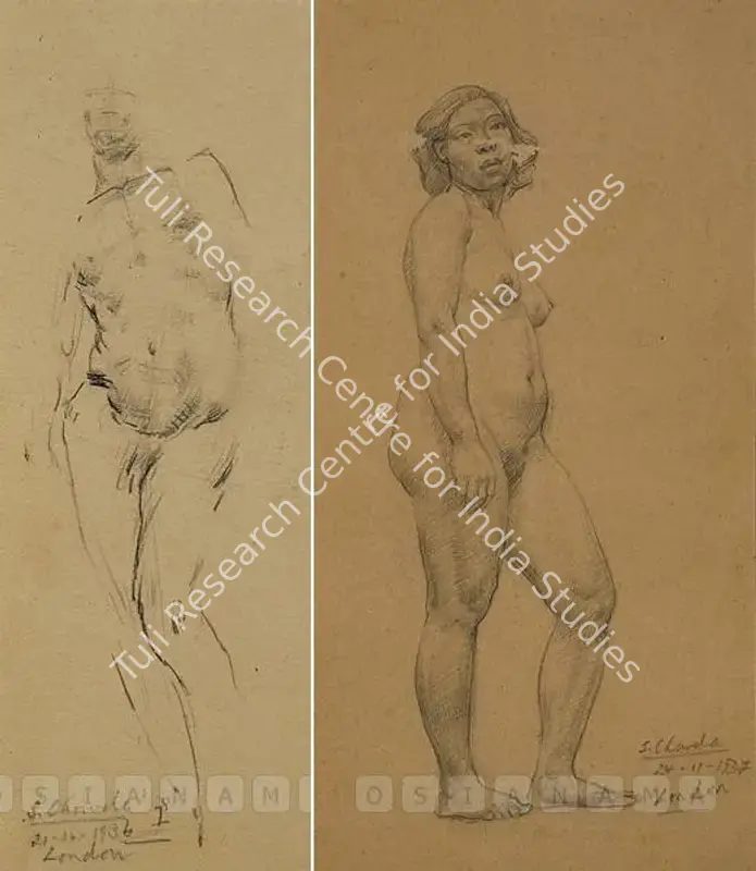 Chavda, Shiavax (Artist). Studies of Woman. Pencil on paper, 1936 | Drawing | FineArts | 00597870