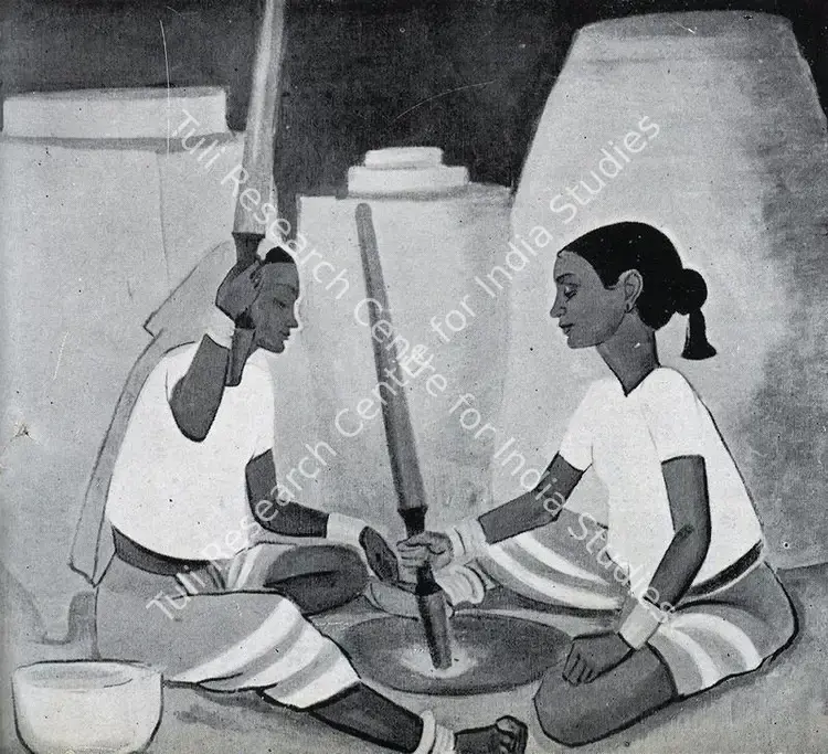 Chavda, Shiavax (Artist). Their Daily Work. Oil, 1946 | Marg, July 1947 | Painting | FineArts | 00673744