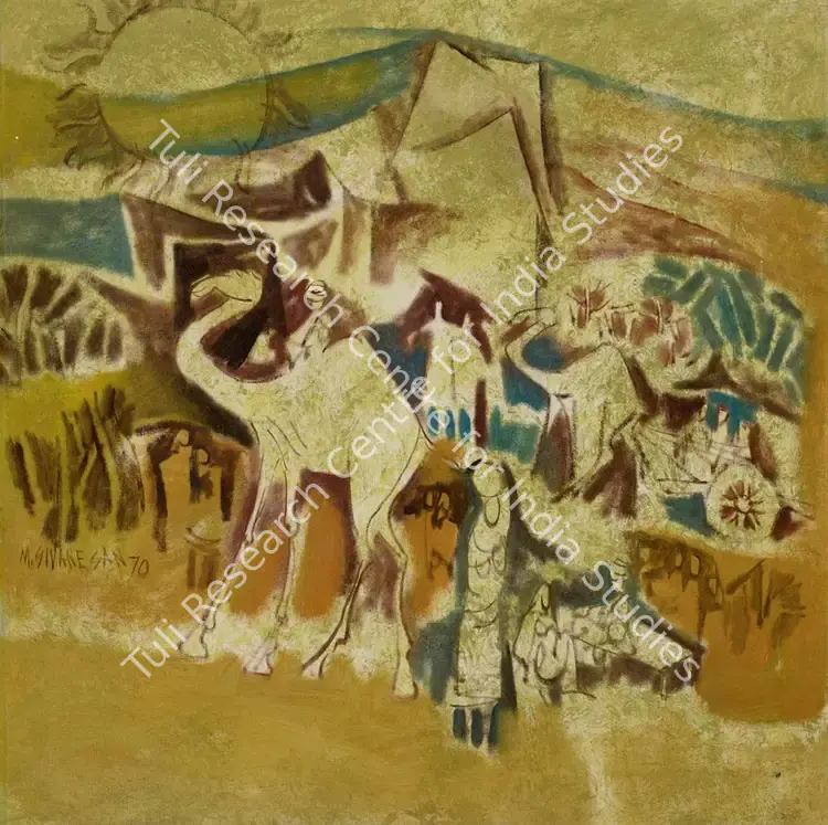 Sivanesan, M. (Artist). Untitled (Desert Caravan). Oil on canvas board, 1970 | Painting | EconomicsArt | 00872776
