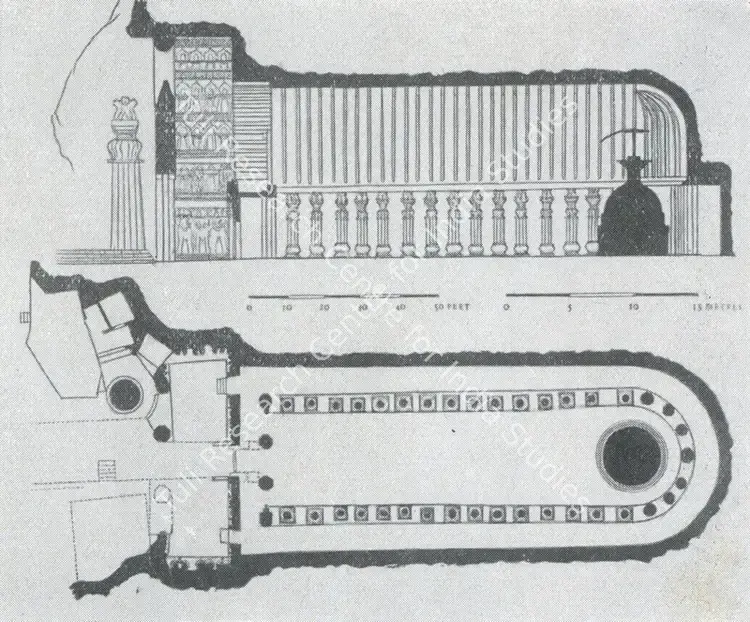 Unknown (Cartographer). Karle - Chaitya Hall. Plan and Elevation. n.d. | Map, Marg, December 1955 | ArcHeritage | 00535989