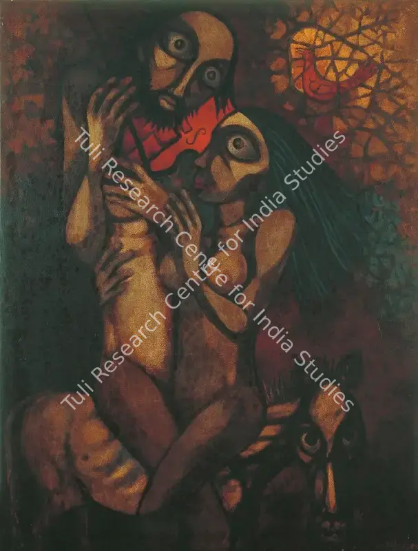 Sanyal, Gopal (Artist). Street Singer. Oil on canvas, 1972-1980 | Painting | FineArts | 00599420