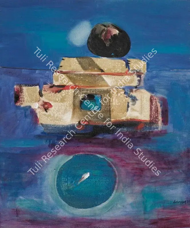 Adivrekar, Gopal S. (Artist). Mysteryscape. Mixed media on canvas, 1971 | Painting | FineArts | 00337455