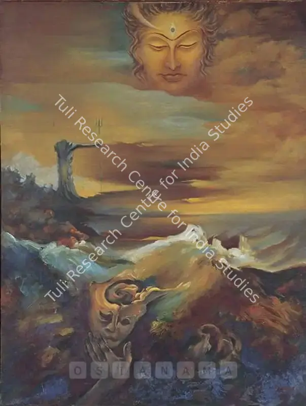 Misra, Hemanta (Artist). Of Heaven & Earth. Oil on canvas, c.1973 | Painting | FineArts | 00597846