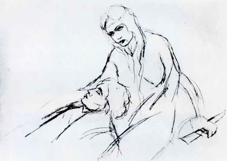 Sher-Gil, Amrita (Artist). Lovers. 1925 | Marg, March 1972 | Drawing | FineArts | 00674439