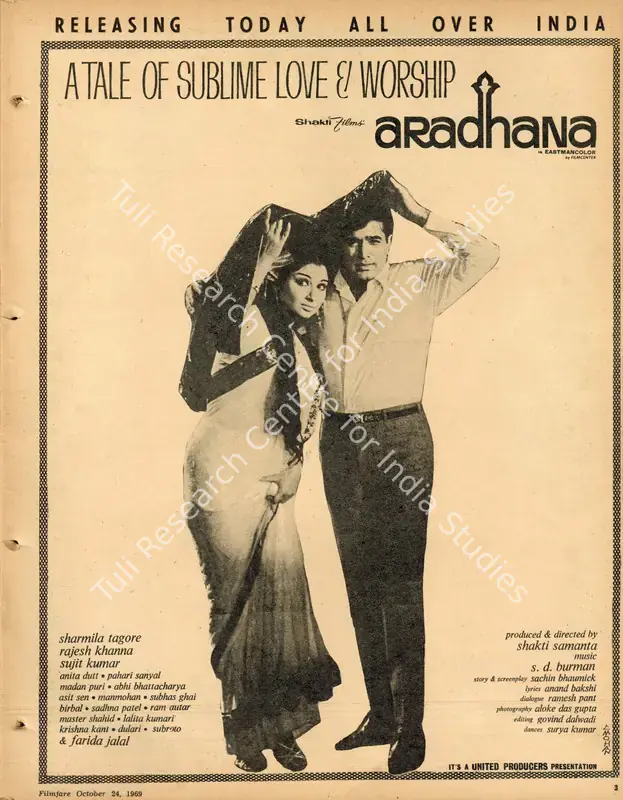 Samanta, Shakti (Producer), Aradhana, 1969 | Advertisement