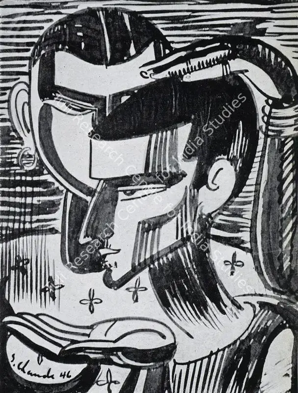 Chavda, Shiavax (Artist). Benediction. Ink, 1946 | Marg, July 1947 | Sketch | FineArts | 00673743