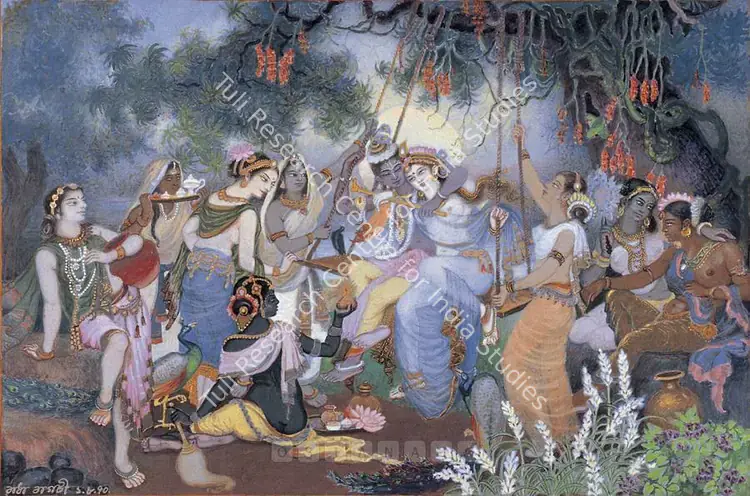Bagchi, Radha (Artist). Radha Krishna. Gouache on paper, 1970 | Painting | FineArts | 00755817