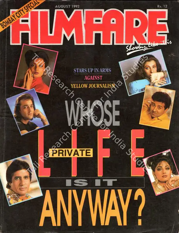 Ahmed, Rauf (Editor). Filmfare. 41(8). Bombay: Pradeep Guha, c/o The Times of India, 01 August 1992 | Magazine | CinemaEducation | 00793925