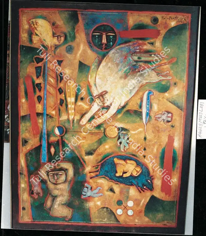 Parthan, Baiju (Artist). Wombtime and Simultaneity. Oil on canvas, 1992 | Painting  | 00877504