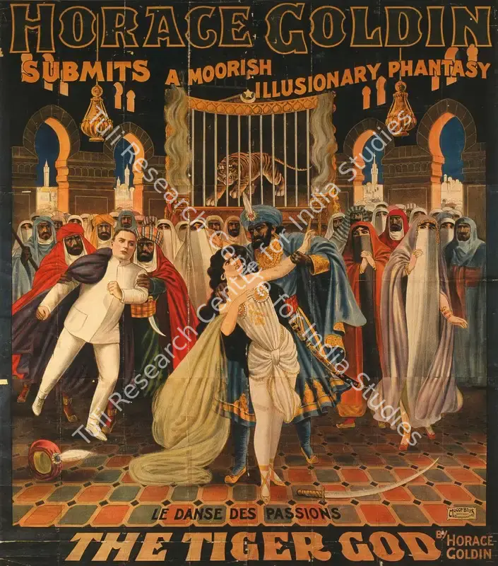 Goldin, Horace (Magician). Horace Goldin Submits a Moorish Illusionary Phantasy-The Tiger God. Le Danse des passions. Six-sheet color lithograph, linen-backed | Magic Publicity Art & Memorabilia | PopCulture | 00092288