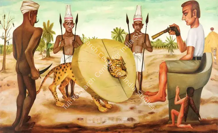 Gopikrishna (Artist). Series: 18 Unique Pictures, Leopard Lock Prevalence Of The Eternal Circle. Oil on canvas, 2001 | Painting | FineArts | 00562709