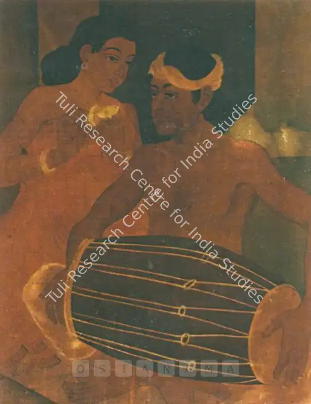 Bisi, Satyendranath (Artist). The Dholak Player. Watercolour on paper, n.d. | Painting  | 00877881
