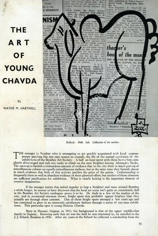 Hartwell, Wayne (Essayist). The Art of Young Chavda. In <i>Marg.</i> 1(4), pp. 55-60. Bombay: Modern Architectural Research Group, July 1947 | Essay | FineArts | 00668751