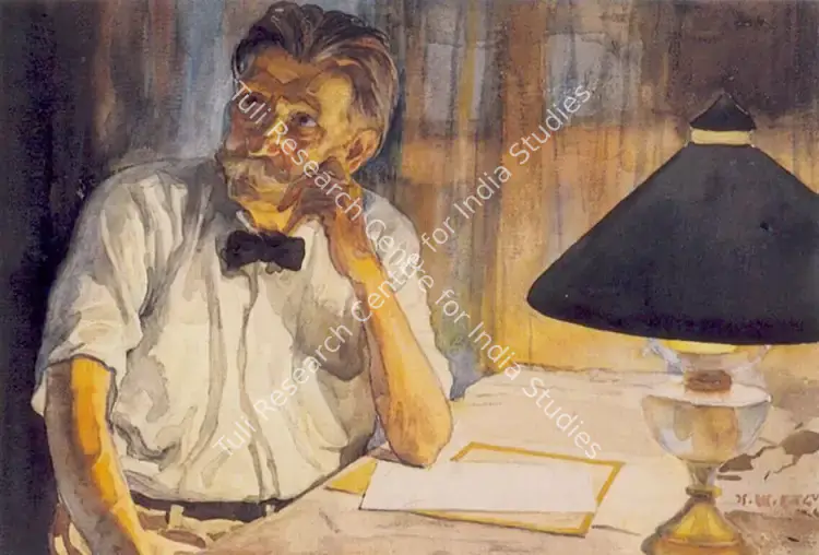 Haldankar, G.S. (Artist). Portrait of Albert Schweitzer. Watercolour on paper, 1966 | Painting | FineArts | 00373712